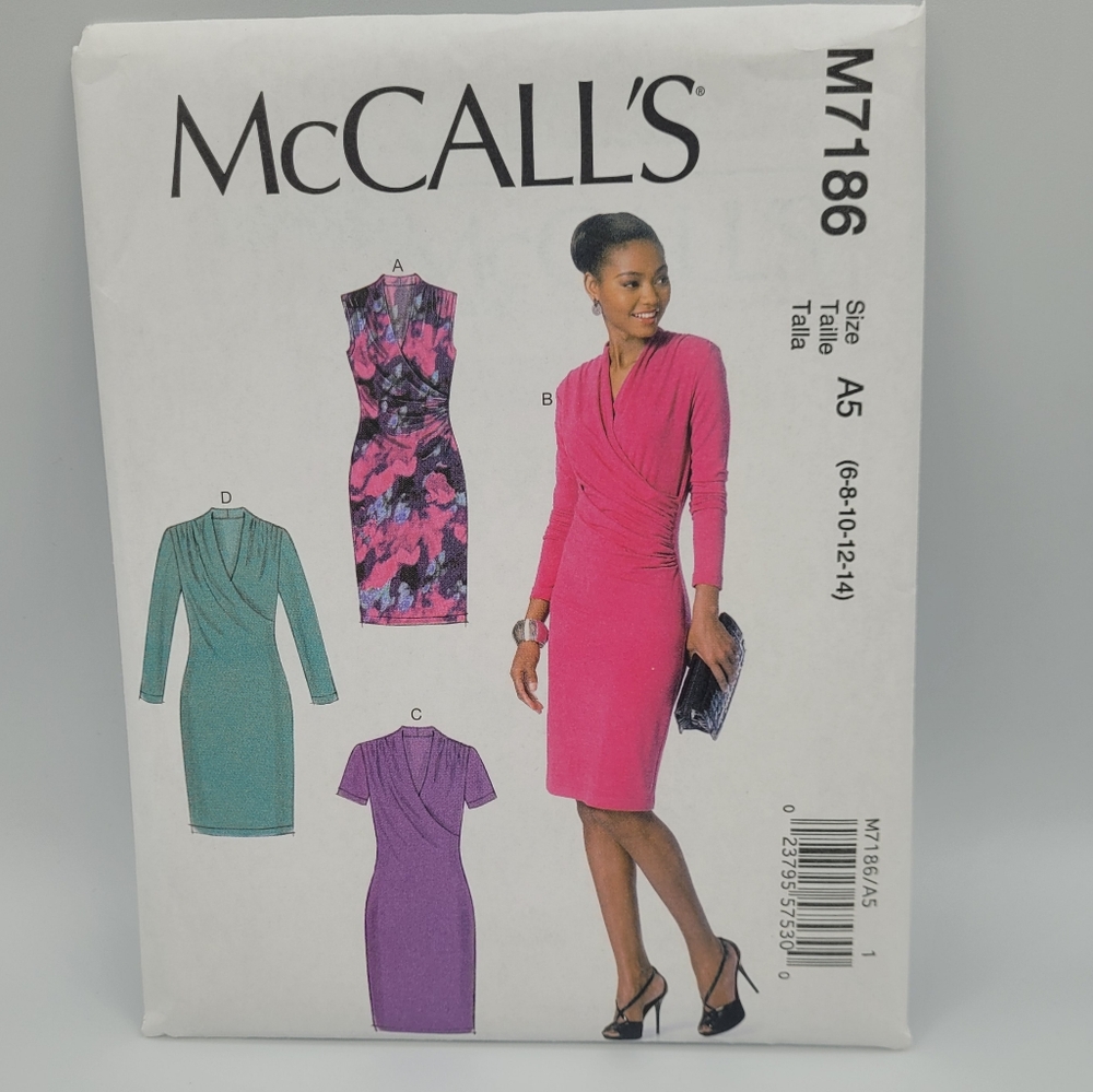 UNCUT McCall's M7186 Pullover Knit Dresses Sewing Pattern